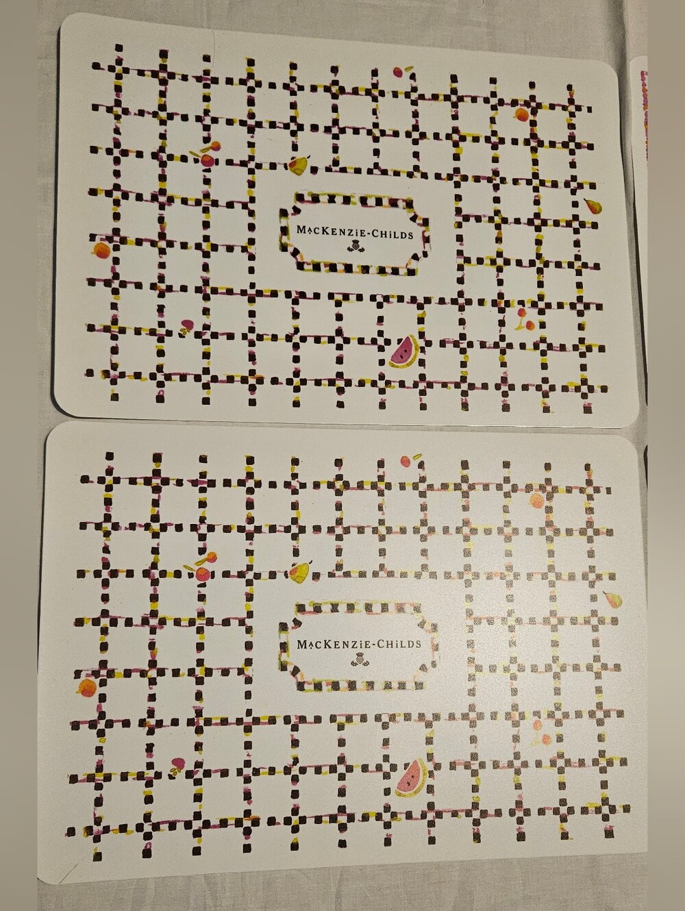 MacKenzie Childs Toddlers kids Placemats Pink With Courtly Check Set sheep goose - Picture 4 of 6